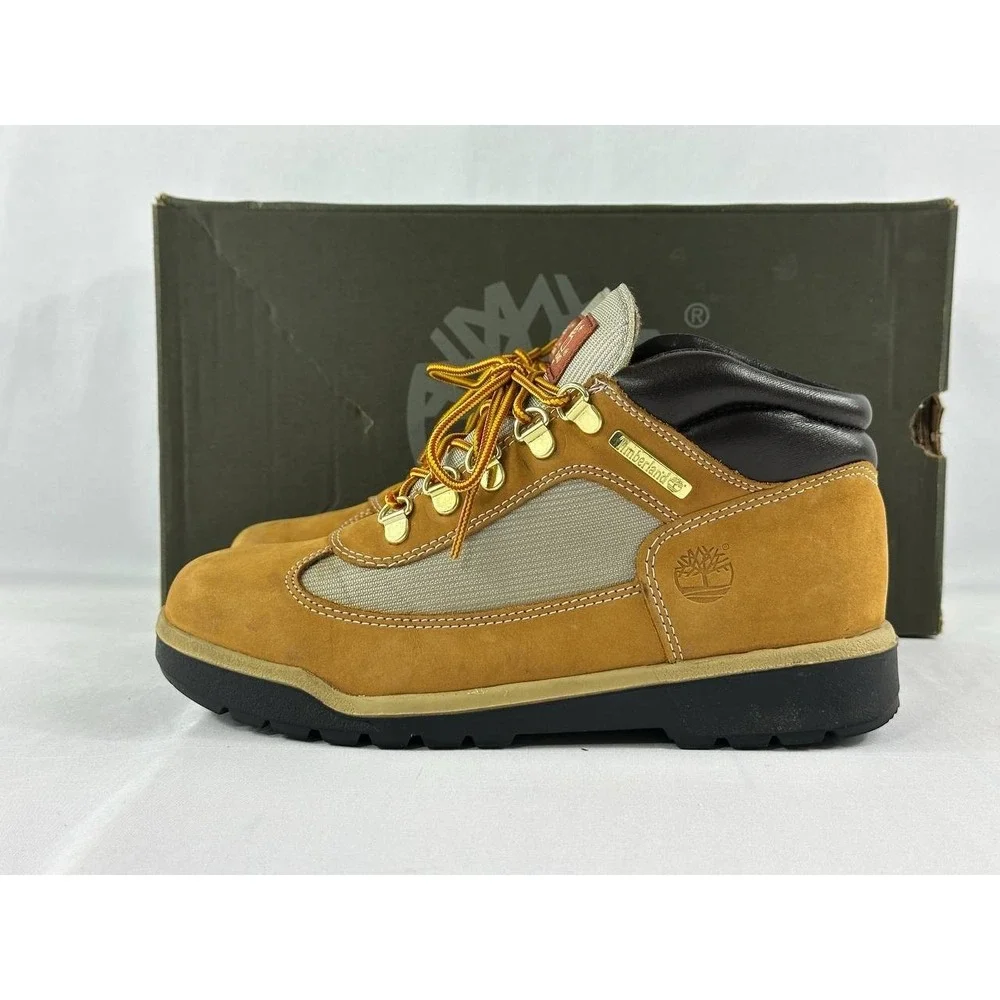 Timberland Field Boots Boys Size 5.5 Wheat Nubuck Leather Hiking 15945